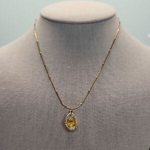 Elegant 18k Gold Plated Stainless Steel Satelite Necklace, Yellow Flower Pendant